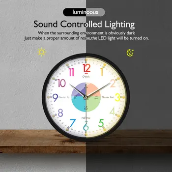 Spune Timp de Predare Ceas cu LED-uri Design Modern, Cu Cadru Metalic Timp de Predare Ajutor Control Vocal Inteligent Ceas de Perete Cu Lumina de Noapte