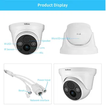 Sricam SH030 3.0 MP Dome Camera IP H. 265 de Securitate CCTV Camera Wifi Două căi Audio Alarmă Împinge ONVIF de Supraveghere Video Funcționează Pe NVR