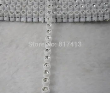 SS16 UN grad de cristal de sticla de 4mm Strasuri de plastic benzi Tapiterie alb Setarea costum aplicatiile de 10 Metri