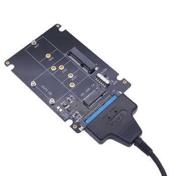 SSD Adaptor M. 2 unitati solid state sau MSATA la SATA 3.0 Adapter, USB 3.0 2.5 Hard Disk SATA 2 in 1 Convertor Cititor de Card Cablu pentru PC, Laptop