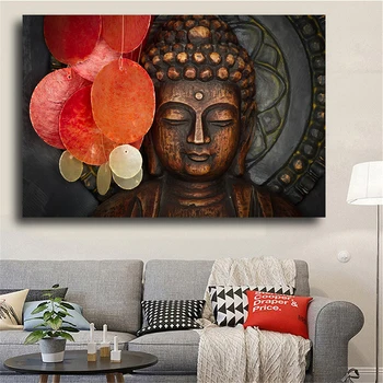 Statuie a lui Buddha Postere si Printuri Panza Pictura Scandinave Cuadros Budist Abstract, Arta de Perete Imagini pentru Living decorul Camerei