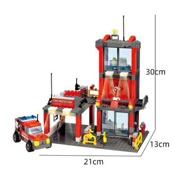Stația de pompieri Model Blocuri de Construcție a Orașului Pompier cifre man Truck Elicopter de Învățământ Cărămizi Jucarii pentru Copii