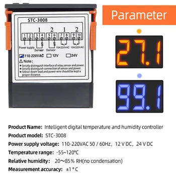 STC-3008 Dual Digital Controler de Temperatura două Ieșire Releu Termostat Termostat Cu Încălzire Cooler de 12V 24V 110-220V