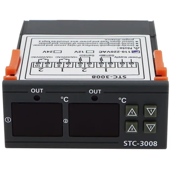 STC-3008 Dual Digital Controler de Temperatura două Ieșire Releu Termostat Termostat Cu Încălzire Cooler de 12V 24V 110-220V