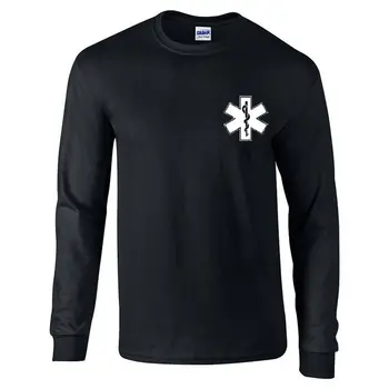 Steaua Vieții EMS EMT Logo-ul cu Maneca Lunga T-Shirt harajuku O-Neck t shirt barbati