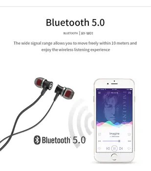 Stereo Sport Căști În Ureche Căști Bluetooth 5.0 Handsfree de Asteptare cu Microfon, Control Volum pentru Telefoane Mobile Inteligente