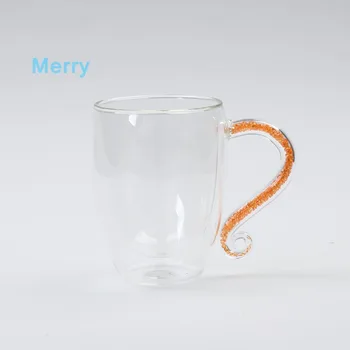 Sticla de cristal Cani de Cafea cu Perete Dublu de Izolație Lapte Ceașcă de Ceai cu Strasuri Acrilice Umplut Maner Personalizate Personalizate