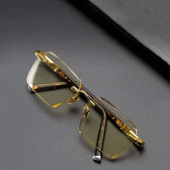 Sticlă ochelari de Soare Barbati fără ramă Poligon Dreptunghi Ochelari de Soare pentru Omul de Cristal Lentile Anti-Scratch Ochi Proteja Grele Ochelari