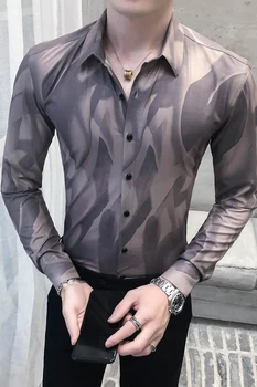 Stil britanic Cămăși pentru Bărbați Îmbrăcăminte de Modă 2020 Maneca Lunga Camasi Barbati Casual Print Digital Slim Fit Camisas Hombre Para 3XL