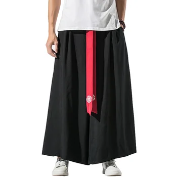 Stil Chinezesc Hanfu Tang Costum Stil Vechi Pantaloni Barbati Vrac Vrac Direct Fusta Pantaloni Plus Dimensiune Matase De Gheață Subțire Pantaloni Largi Picior