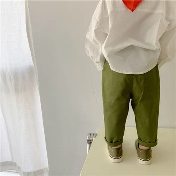 Stil coreean Primavara Băieți Fete Culoare Solidă Stretch Pantaloni Casual Copii Vrac Pantaloni Drepte