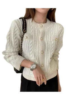 Stil Coreean Toamna Și Iarna Moda Cardigan Verano Elegant Peral Butoane Pulover Negru De Femei Scurt Eam Pulovere