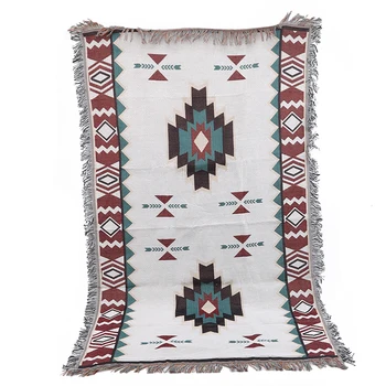 Stil Etnic Geometrice Canapea Pătură De Agrement Pătură Tapiserie Moale, Cald Bumbac Pătură De Primăvară Și De Toamnă Lumina Canapea Pătură