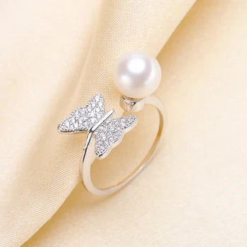 Stil Fluture Moda Pearl Inel De Monturi, Inel Constatări, Inel De Piese De Bijuterii Accesorii Charm Accesorii Argint Bijuterii