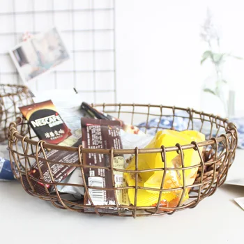 Stil japonez de Aur Fier de Artă Țesute Manual de Depozitare Coș De Snacks-uri de Fructe Acasă Orangeizer Decor Cutie Pentru Bucatarie Living