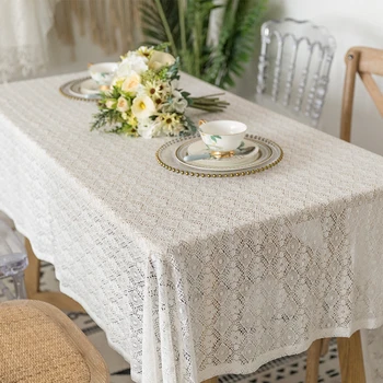 Stil mediteranean decor de masă dreptunghi alb pentru nunta petrecere de Crăciun capac de masă pătrat masa decor acasă