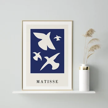 Stil Modern Abstract Matisse Silueta Blue Dreams Poster Nordic Perete Tablou Canvas Arta Print Pictura Acasă Decor Camera De Zi