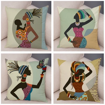 Stil Nordic Africa de Viață Fată Capac Pernă Decor Desene animate Femeie Pernă de Canapea Masina Acasa Moale de Pluș Lenjerie de pat fata de Perna 45x45