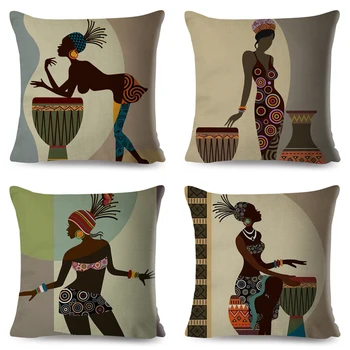 Stil Nordic Africa de Viață Fată Capac Pernă Decor Desene animate Femeie Pernă de Canapea Masina Acasa Moale de Pluș Lenjerie de pat fata de Perna 45x45