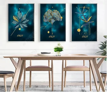 Stil Nordic aur Tropicale cu frunze de plante Abstracte Tablouri Canvas Wall Art Imagini, Postere, Printuri Living Decor Acasă
