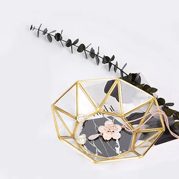 Stil Nordic sticlă Geometrie Tava de Stocare Simplitatea Stilului de Casa Organizator Pentru Bijuterii Colier Farfurie de Desert