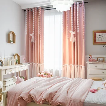 Stil printesa Roz Opace Perdea pentru Dormitor Fete de Broderie Prosop Cortina 3D Dragoste Inima Lalele Perdea pentru Camera de zi