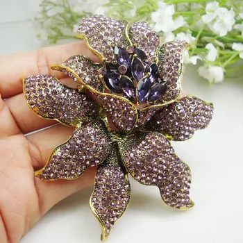 Stil Vintage Brosa Cristale Violet Cristal Flori De Orhidee Broșă Pin Femeie De Moda De Flori Broșe Transport Gratuit