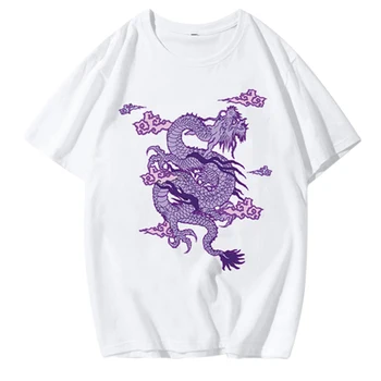Stil vintage dragon Chinezesc streetwear femei T-shirt de vara noi ins Harajuku plus dimensiunea vrac Top imprimare Tee punk femei T-shirt