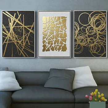 Stilul Abstract Geometric Aur Negru Poster de Arta de Imprimare Perete Panza Pictura Murală Home Decor Decor de Perete pentru Camera de zi