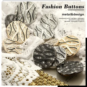 Stras Aur, Argint Negru Sprite Metalice Decorative, Nasturi pentru Îmbrăcăminte Ambarcațiuni cu Acul de Cusut Botones 18 20 23 25 mm 6 buc