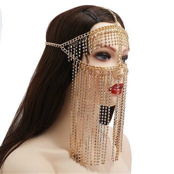Stras Lanț Tassel Față Bijuterii În Stil Etnic Bentita Pentru Femei Mască De Decorare Lanț Spectacol De Dans Accesorii