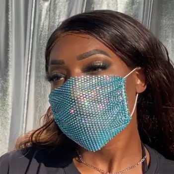 Stras Masca de Fata de Moda pentru Femei Bling Elasticitatea Cristal Acoperi Fața Bijuterii Cosplay Decor Petrecere Cadou