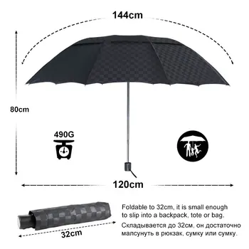 Strat dublu Mare, Umbrela de Ploaie Femei Bărbați 3Folding 10K Windproof de Afaceri Umbrele de sex Masculin Întuneric Grila Umbrelă de soare, de Călătorie de Familie Paraguas