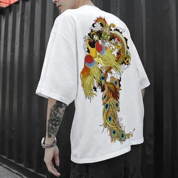 Streetwear Barbati Tricou Jumătate Maneca Tricou China Dragon Imprimare Tricou plus dimensiune pierde vara tricou Hip Hop Harajuku brand de top