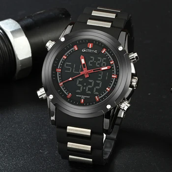 Stryve Brand Nou pentru Bărbați Militar 30m rezistent la apa Dual Quartz Display Digital cu Led-uri ceas Barbati Sport de Lux, Ceasuri de montre homme