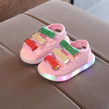 Strălucire Copii Băieți Fete Sandale Copii Sandale De Vara Antialunecare Copii Pantofi Plat Led-Uri De Lumină De Până Printesa Sandale Fete Dimensiunea 21-30