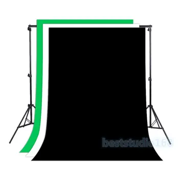 Studio foto Fondul de sustinere Kit 1.6 x 3m Negru / Alb / Verde, Fundal de Fundal a Sprijini Sistemul + geanta