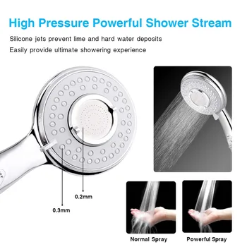 Sub presiune, cap de duș, 5 nivele de cap de duș de ajustare, 3 moduri de cap de duș, de înaltă calitate și durabil de masă, ușor F4