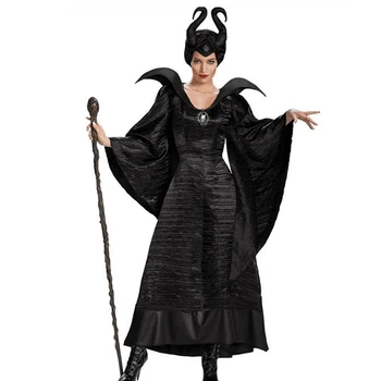 Subțire Maleficent Costum Adult Femei Vrăjitoare de Halloween Cosplay Basm frumoasa adormita Blestem Vrăjitorie Performanță Rochie