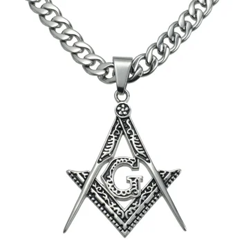 Sunet de argint Barbati din oțel Inoxidabil Francmasoneria Masonice Mason Pandantiv colier de lanț N282-361