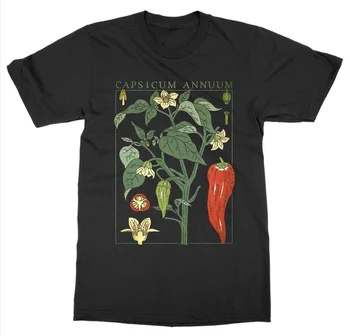 Sunfiz YF 2019 Maneci Scurte O-Gât Ardei Iute Planta T-Shirt Grădină Botanică de Arta de Imprimare Botanică Floare de Fructe de Flori tricou