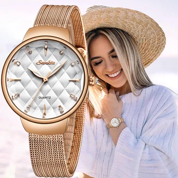 SUNKTA Brand de ceasuri de Lux pentru Femei Rochie de Moda Cuarț Încheietura Ceas Doamnelor din Oțel Inoxidabil rezistent la apa Ceasuri Relogio Feminino+Cutie