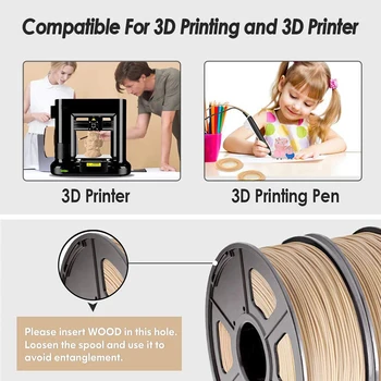 SUNLU 1.75 3D cu Filament de Lemn PLA Imprimantă 3d cu Filament Aproape de Efect Lemn 1kg Plastic Materiale de Imprimare 3D