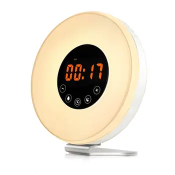 Sunrise Ceas cu Alarmă serviciu de Trezire Lumină Ceas Digital cu 6 Sunete Naturale, Radio FM, 7 Culoare Lumină de Noapte, Control Tactil Ușor
