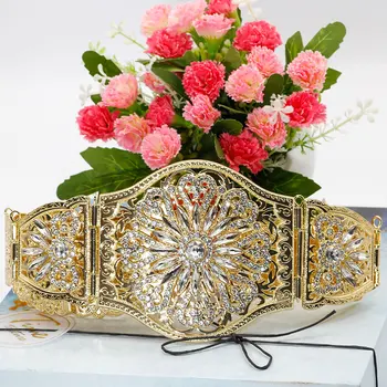 SUNSPICE-MS Elegant Maroc Cristal Caftan Curea de Culoare de Aur de Metal de Pietre de Talie Lanț Pentru Femei Rochie de Mireasa Bijuterii
