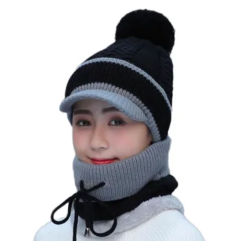 SUOGRY Noi de Iarna Catifea Capace Tricotate Visor Femei Chelioși Beanie Hat Cu Salopete Femei Balaclava Tricotate Pălărie Fierbinte femeie de Echitatie Capac