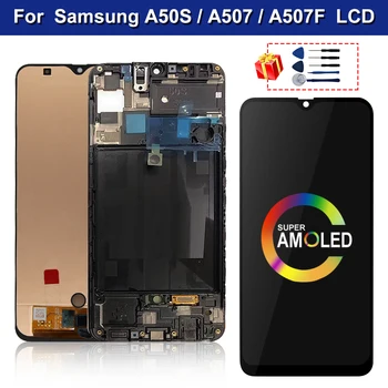 Super Amoled Pentru Samsung Galaxy A50S Display LCD A507 A507F Ecran Tactil Digitizer Pentru Galaxy A50S Display Piese de Asamblare
