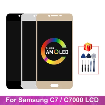 Super AMOLED Pentru Samsung Galaxy C7 C7000 Display LCD Touch Screen Digitizer SM-C7000 Piese de schimb Pentru Samsung C7 Display