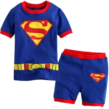 Super Man Copiii Set De Pijama De Bumbac Respirabil Copilul Băieți Fete Pijamale Pijamale Copii Tricou+Pantaloni Scurți De Pijama Set