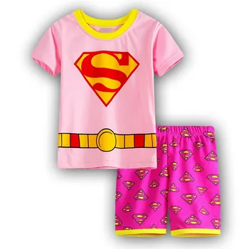 Super Man Copiii Set De Pijama De Bumbac Respirabil Copilul Băieți Fete Pijamale Pijamale Copii Tricou+Pantaloni Scurți De Pijama Set